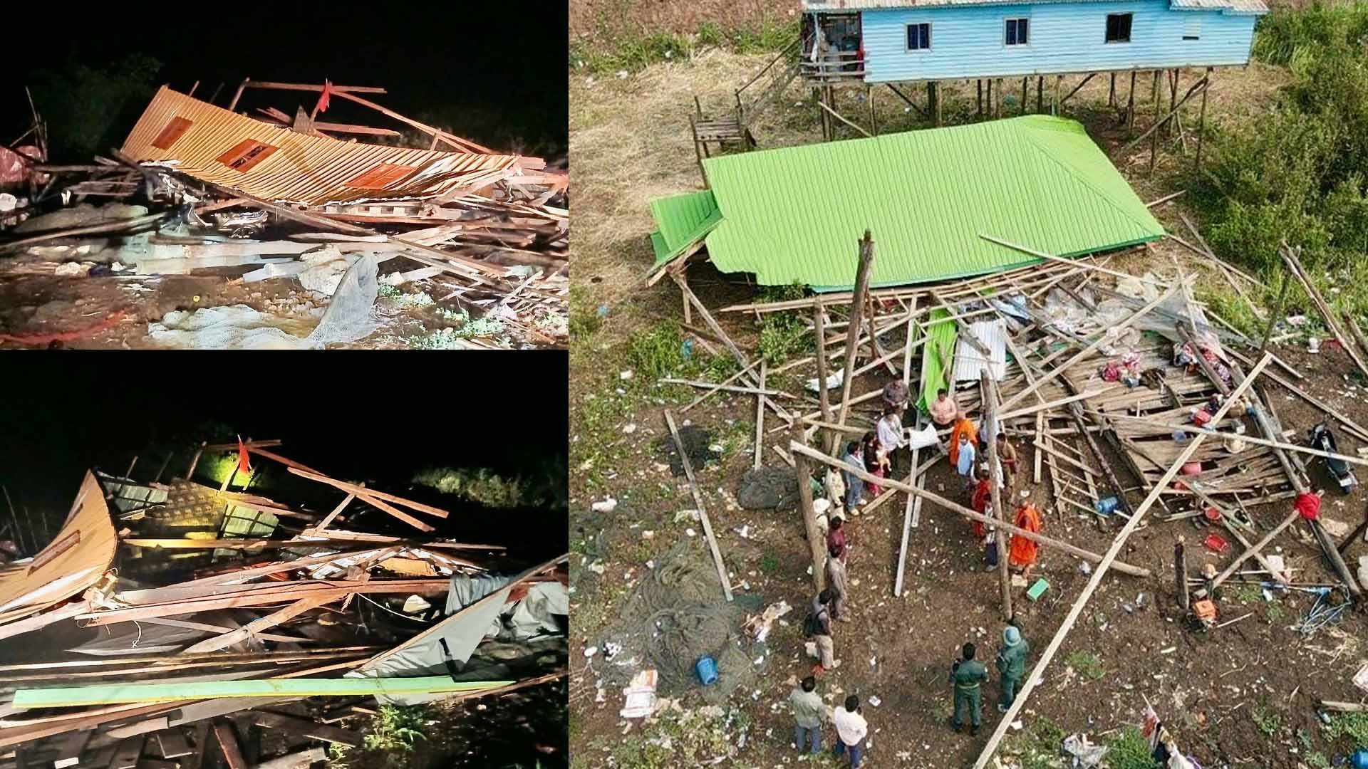 ភ្លៀង​និង​ខ្យល់​កន្ត្រាក់​បណ្តាល​ឲ្យ​ខូចខាត​ផ្ទះ​៣៥ខ្នង​ និង​រង​របួស​មនុស្ស៦នាក់​ នៅ​ឃុំផ្លូវ​ទូក​ ស្រុកកំពង់លែង​